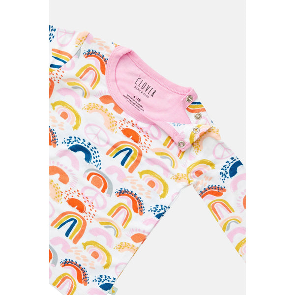 Long Sleeve Pajama Set - Rainbows Pink - HoneyBug 