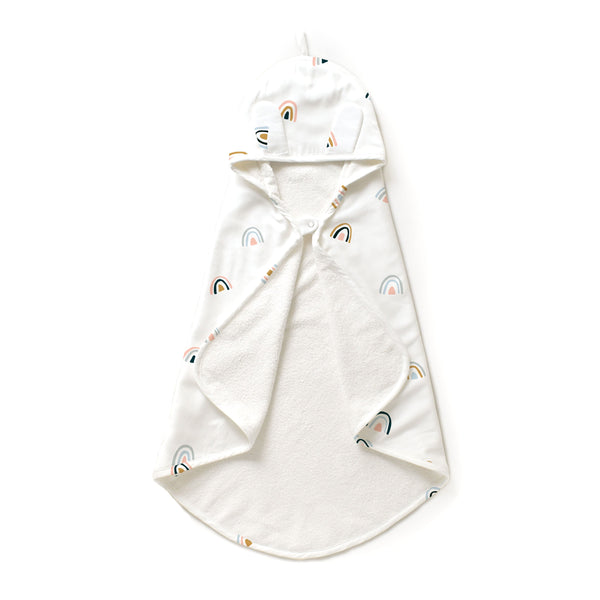 Organic Cotton Hooded Baby Towel & Poncho - Rainbow - HoneyBug 