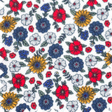 Girls' Ruffle Collar Long Sleeve Dress | Blue and Mustard Floral - HoneyBug 