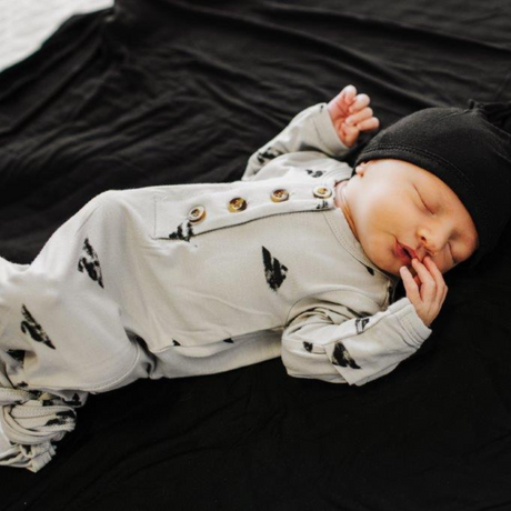 Knotted Baby Gown - Black Triangles - HoneyBug 