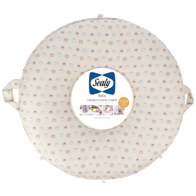 Sealy Children's Floor Cushion - Animal Faces and Beige - HoneyBug 
