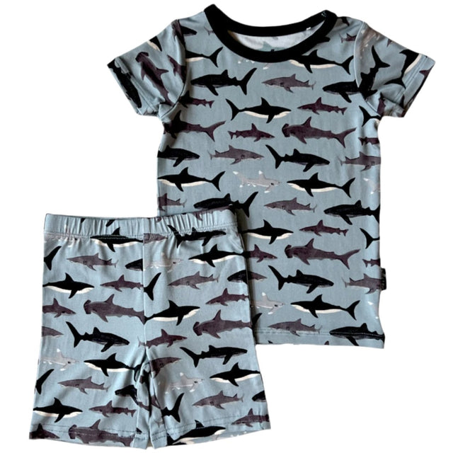 TWO PIECE SHORTIE SET- Sharks - HoneyBug 