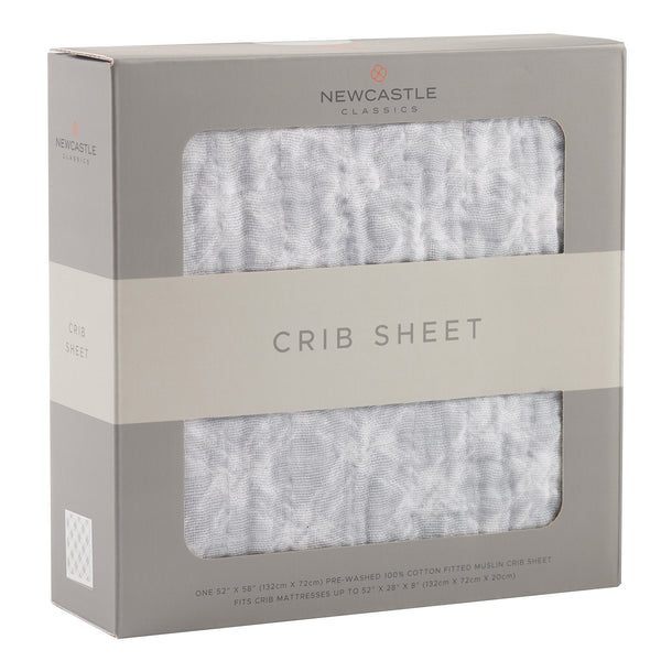 Glacier Grey Plaid Cotton Muslin Crib Sheet - HoneyBug 