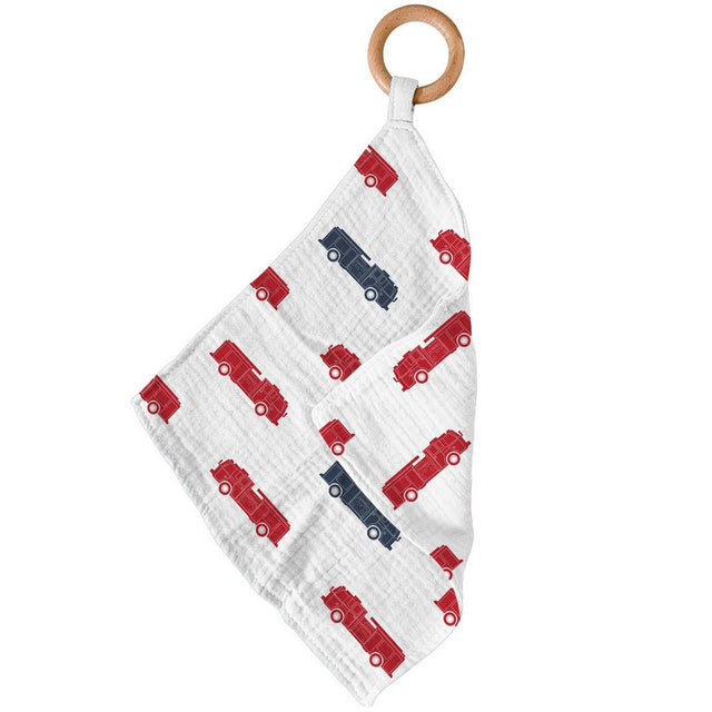 Blue and Red Fire Trucks Newcastle Teether - HoneyBug 