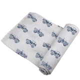 Indigo Monster Trucks Cotton Swaddle - HoneyBug 