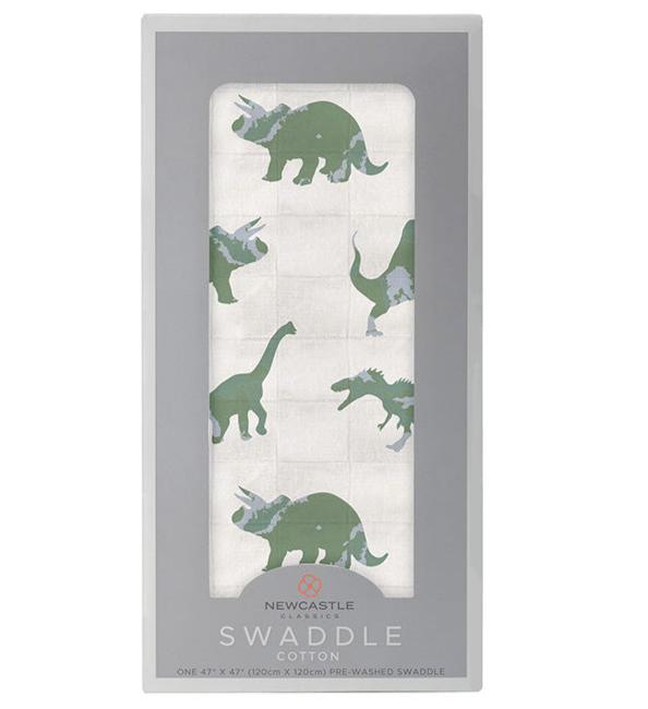 Granite Green Dinosaurs Cotton Swaddle - HoneyBug 