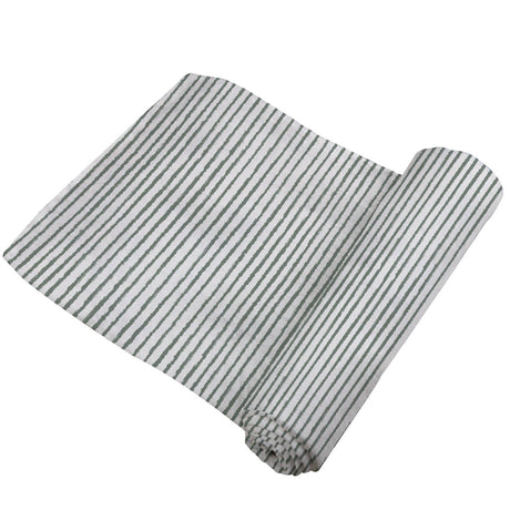 Sage Green Stripe Bamboo Swaddle - HoneyBug 