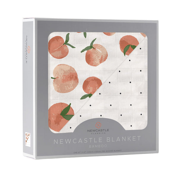 Carnelian Peaches and Black and White Polka Dot Newcastle Blanket - HoneyBug 