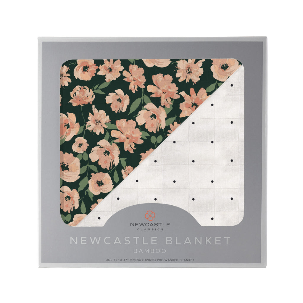 Canyon Sunset Flowers and White Polka Dot Newcastle Blanket - HoneyBug 