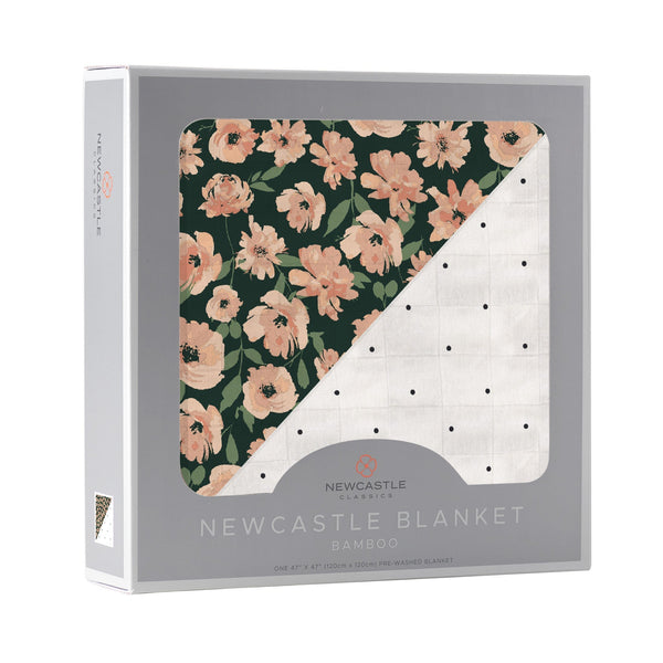 Canyon Sunset Flowers and White Polka Dot Newcastle Blanket - HoneyBug 