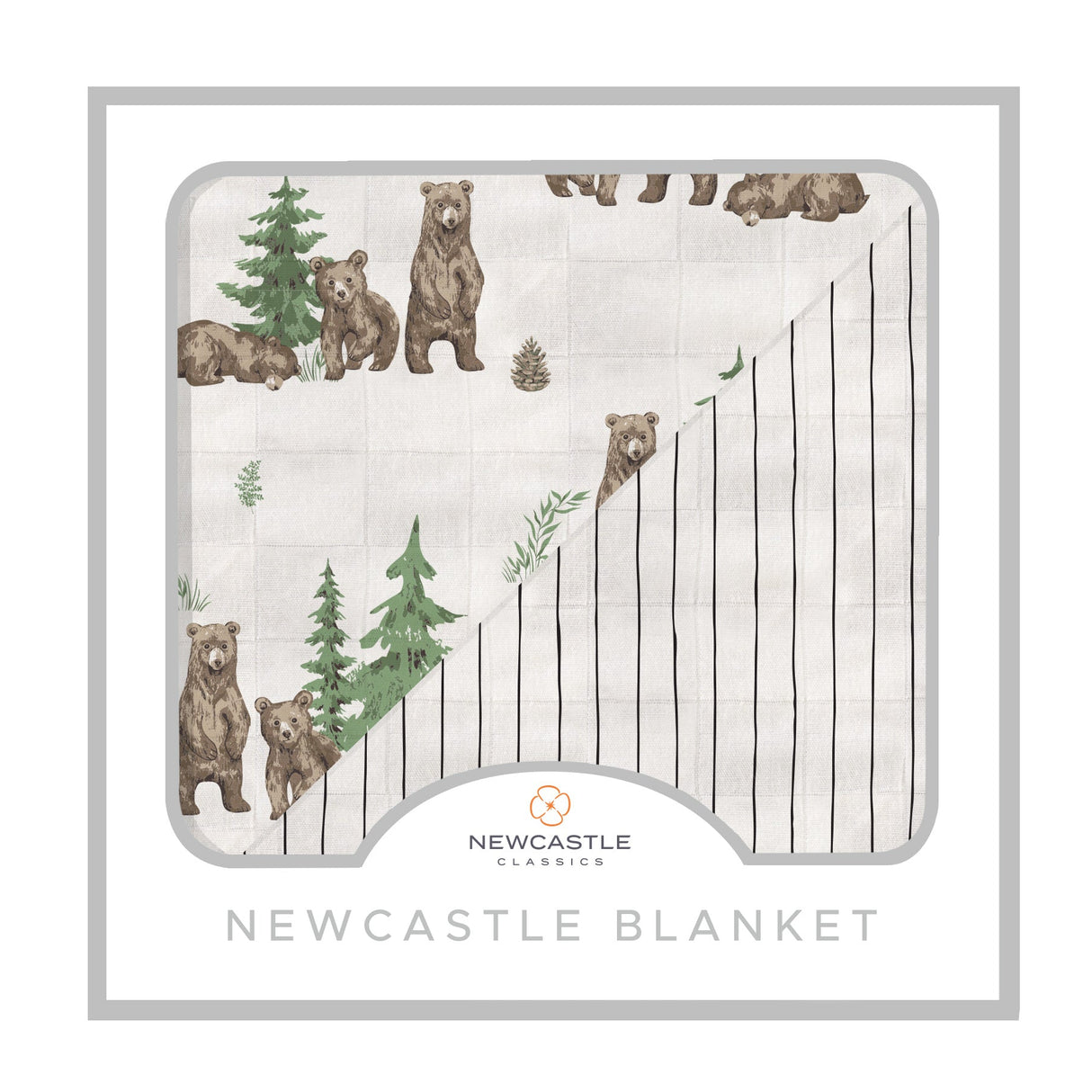 Wilderness Bear & Pencil Stripe Bamboo Newcastle Blanket