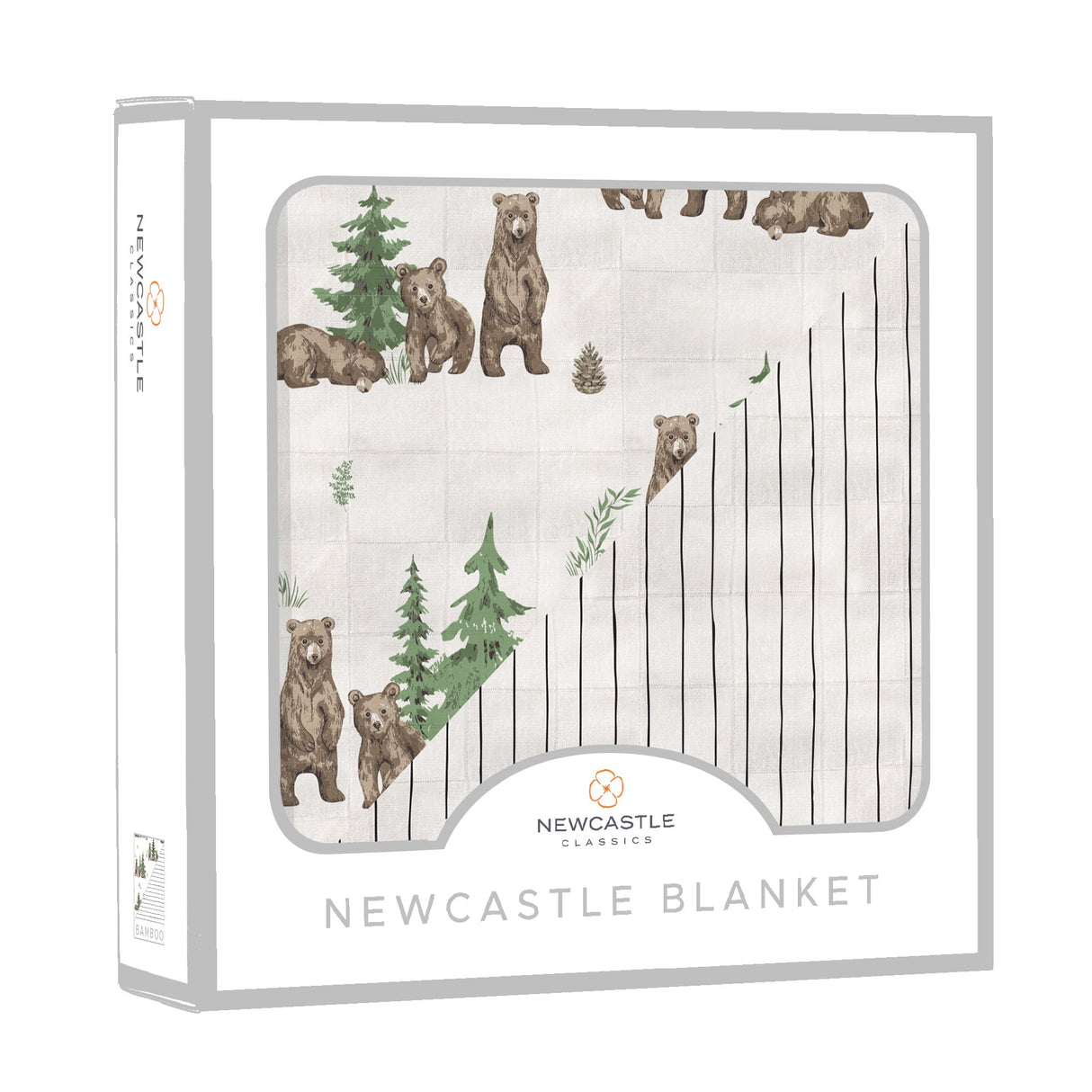Wilderness Bear & Pencil Stripe Bamboo Newcastle Blanket