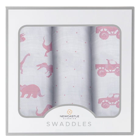 Pretty In Pink Bamboo Muslin Swaddle 3PK - HoneyBug 