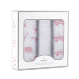 Pretty In Pink Bamboo Muslin Swaddle 3PK - HoneyBug 
