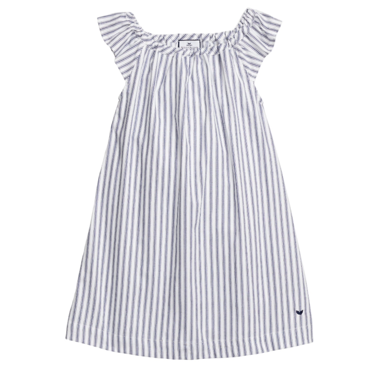 Girl's Twill Isabelle Nightgown in Navy French Ticking - HoneyBug 
