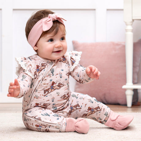 Prairie Princess Baby Girl Bamboo Western Zipper Romper - HoneyBug 