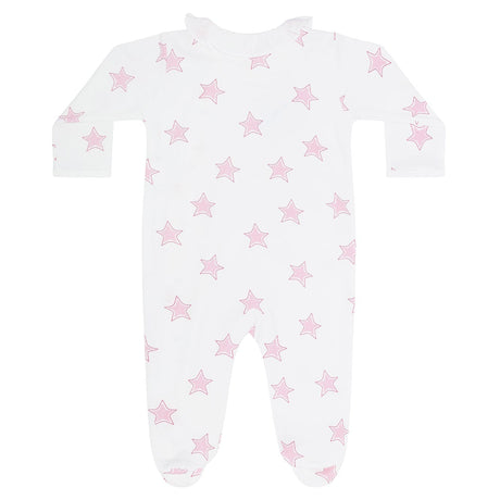 Pink Stars Print Crossover Footie