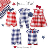 Picnic Plaid Soft Bamboo Shorty Romper for Baby Girls