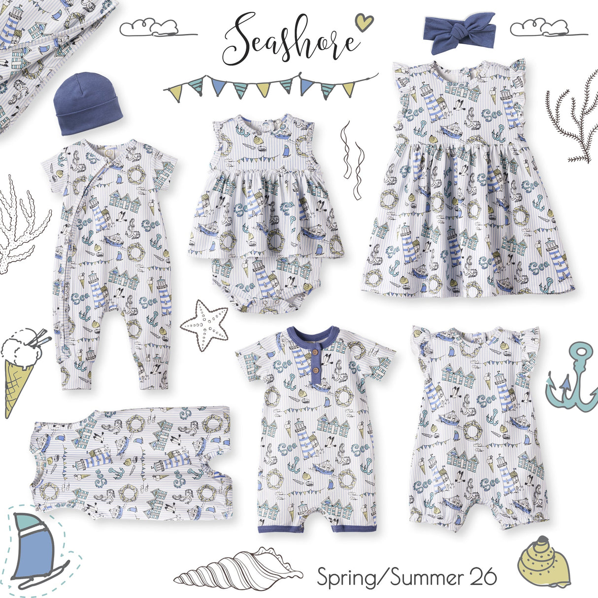 Seashore Stroller Blanket – Soft Bamboo Baby Blanket