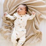 Organic Cotton Pointelle Baby Blanket - Sand - HoneyBug 