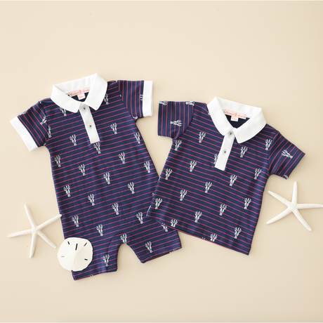 Lobster Stripe Polo - HoneyBug 