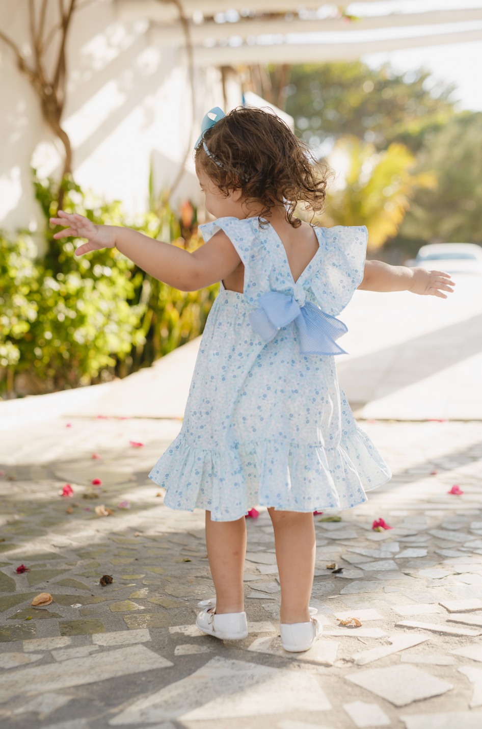 Blue Floral Smocked Dress - HoneyBug 