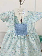 Blue Floral Smocked Dress - HoneyBug 
