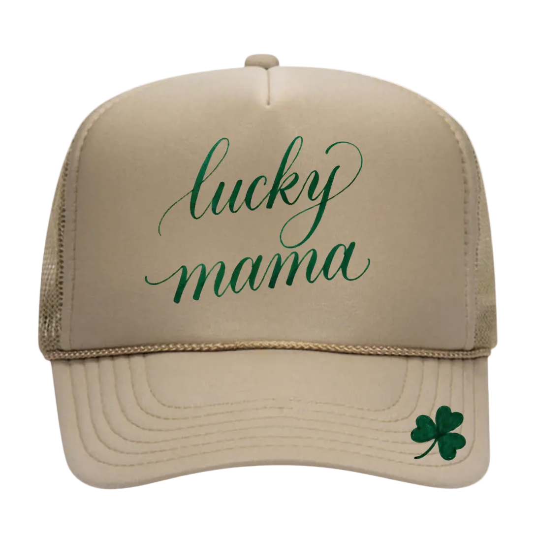 LUCKY MAMA ♡ printed trucker hat