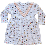 Coco Print Dress with Ruffle - HoneyBug 