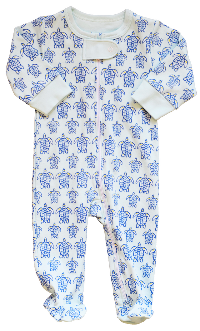Blue Sea Turtle Footie - HoneyBug 