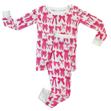 Hot Pink Bow | Two-Piece Pajama Set - HoneyBug 