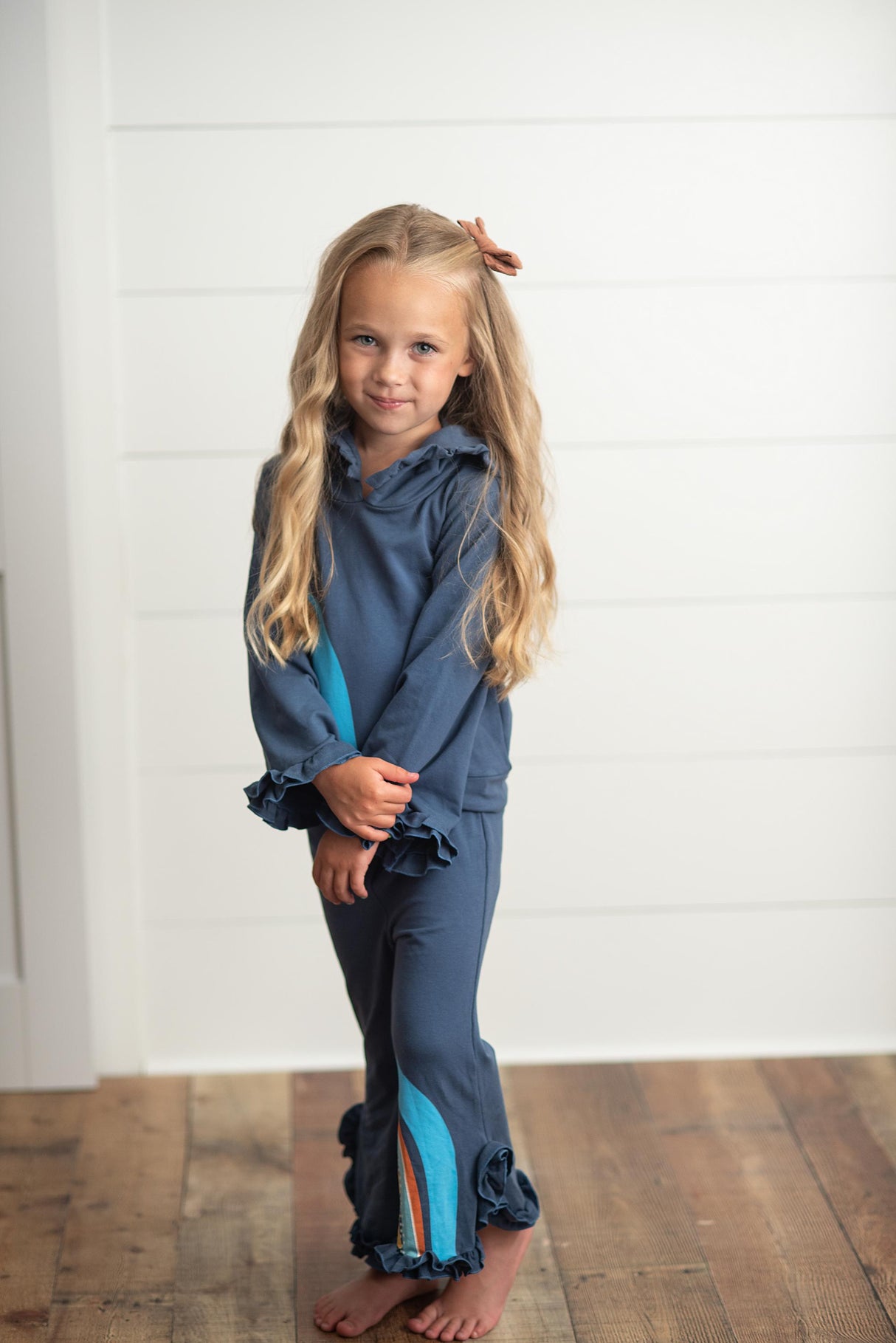 Navy Rainbow Hooded Set - HoneyBug 