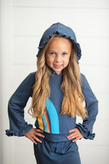 Navy Rainbow Hooded Set - HoneyBug 