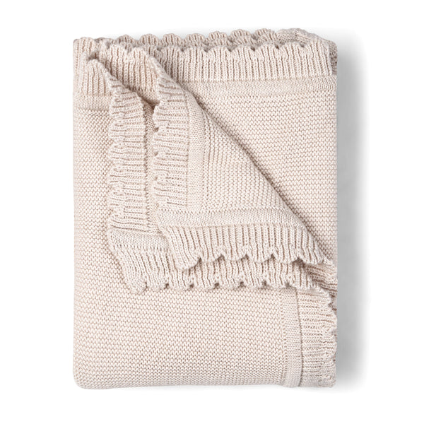 Organic Cotton Scalloped Baby Blanket - Nora Shell - HoneyBug 