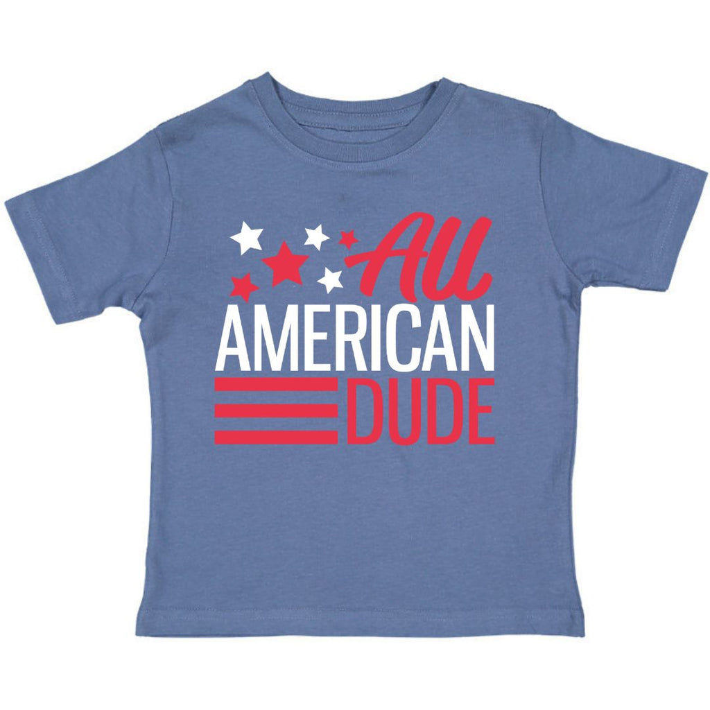 All American Dude Short Sleeve T-Shirt - Indigo - HoneyBug 