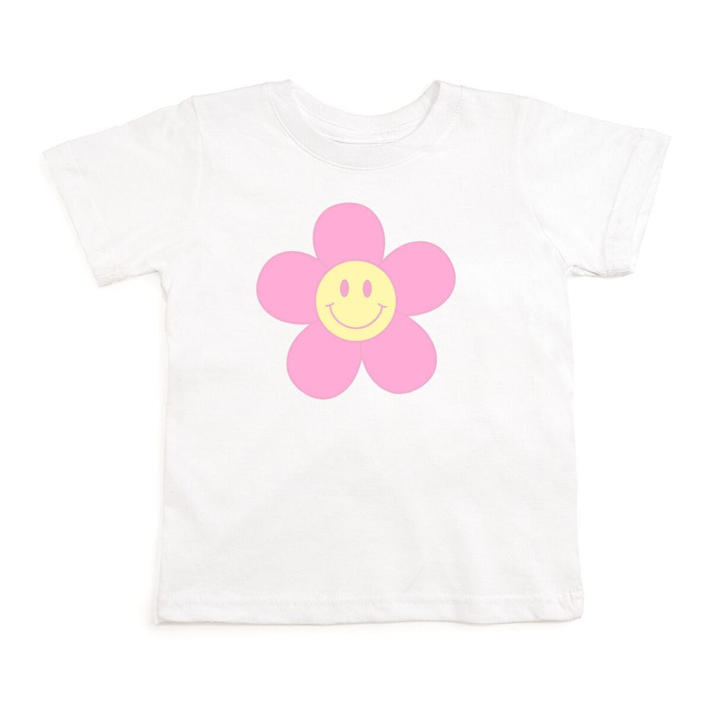 Daisy Smiley Short Sleeve T-Shirt - White - HoneyBug 