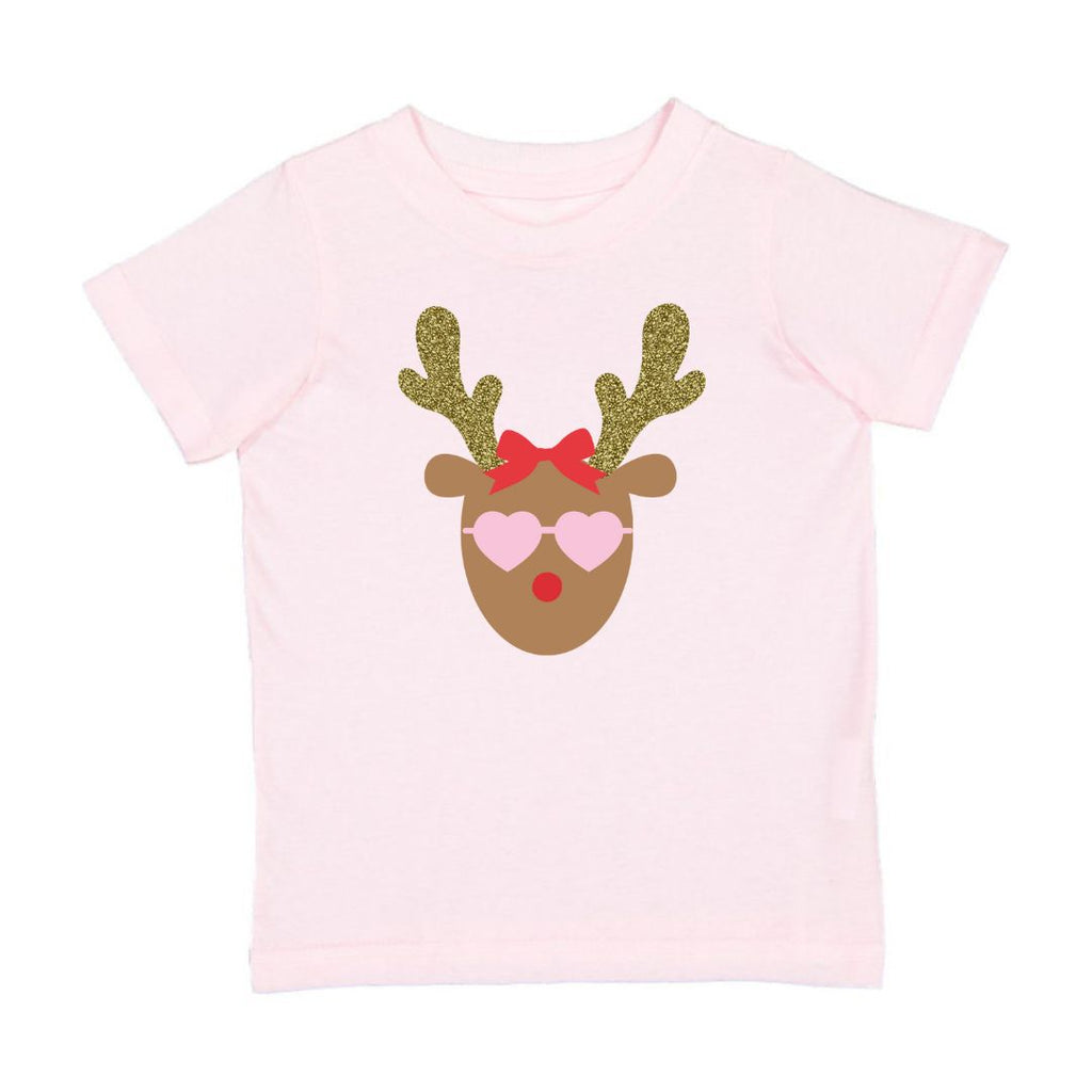 Girly Reindeer Christmas Short Sleeve T-shirt - Ballet - HoneyBug 