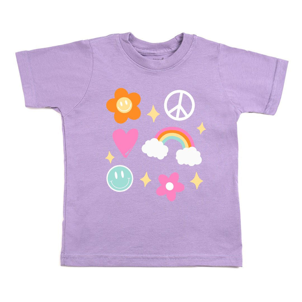 Happy Doodle Short Sleeve T-Shirt - Lavender - HoneyBug 
