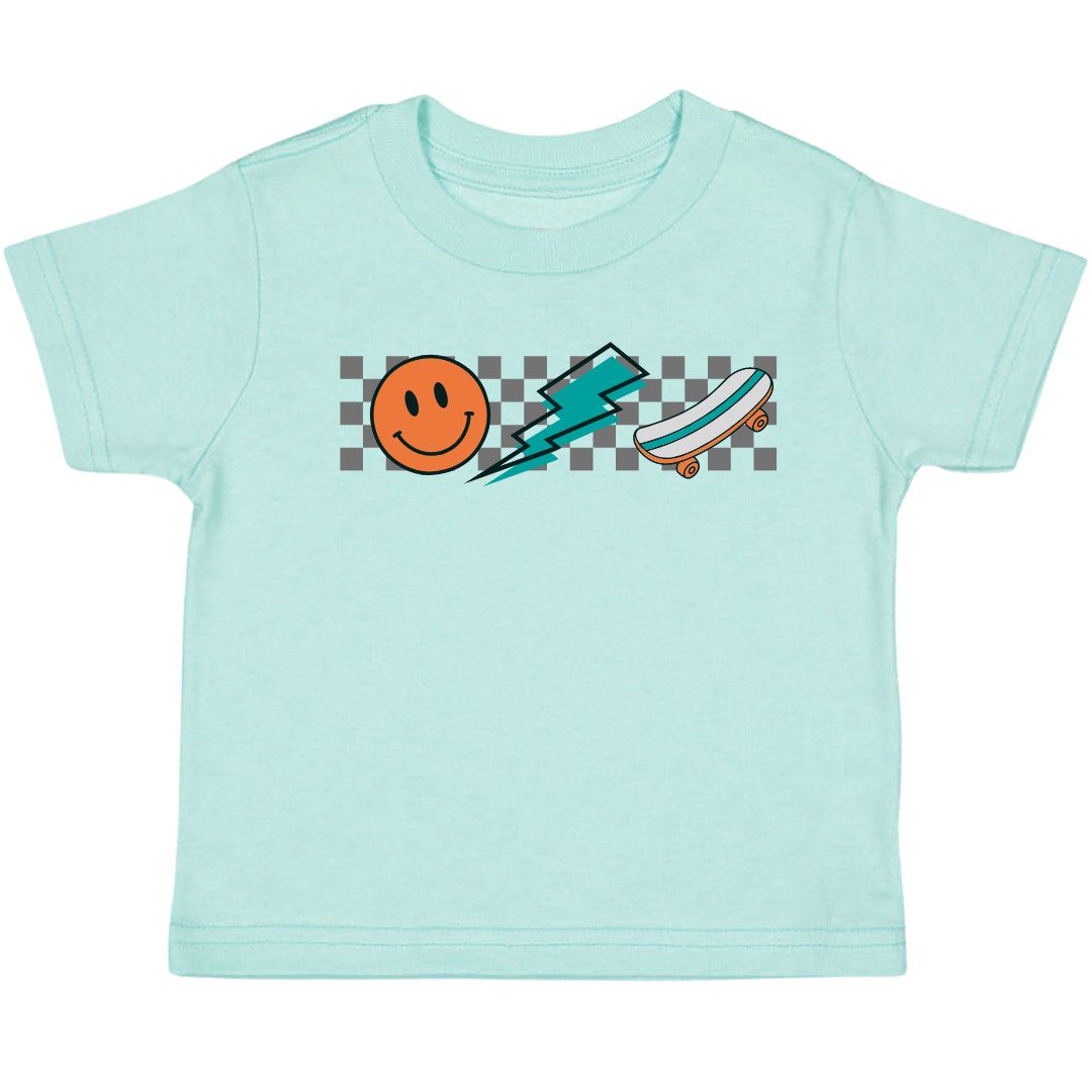 Happy Skater Dude Short Sleeve T-Shirt - Aqua - HoneyBug 
