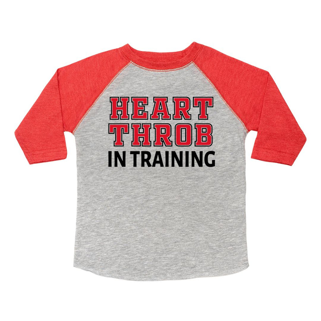 Heart Throb in Training Valentine's Day 3/4 Shirt - Heather/Red - HoneyBug 