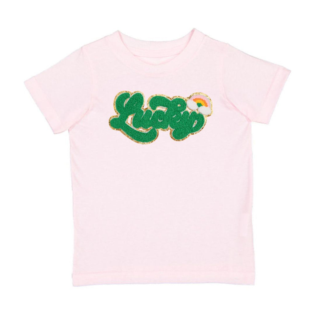 Lucky Script Patch St. Patrick's Day Short Sleeve T-Shirt - Ballet - HoneyBug 