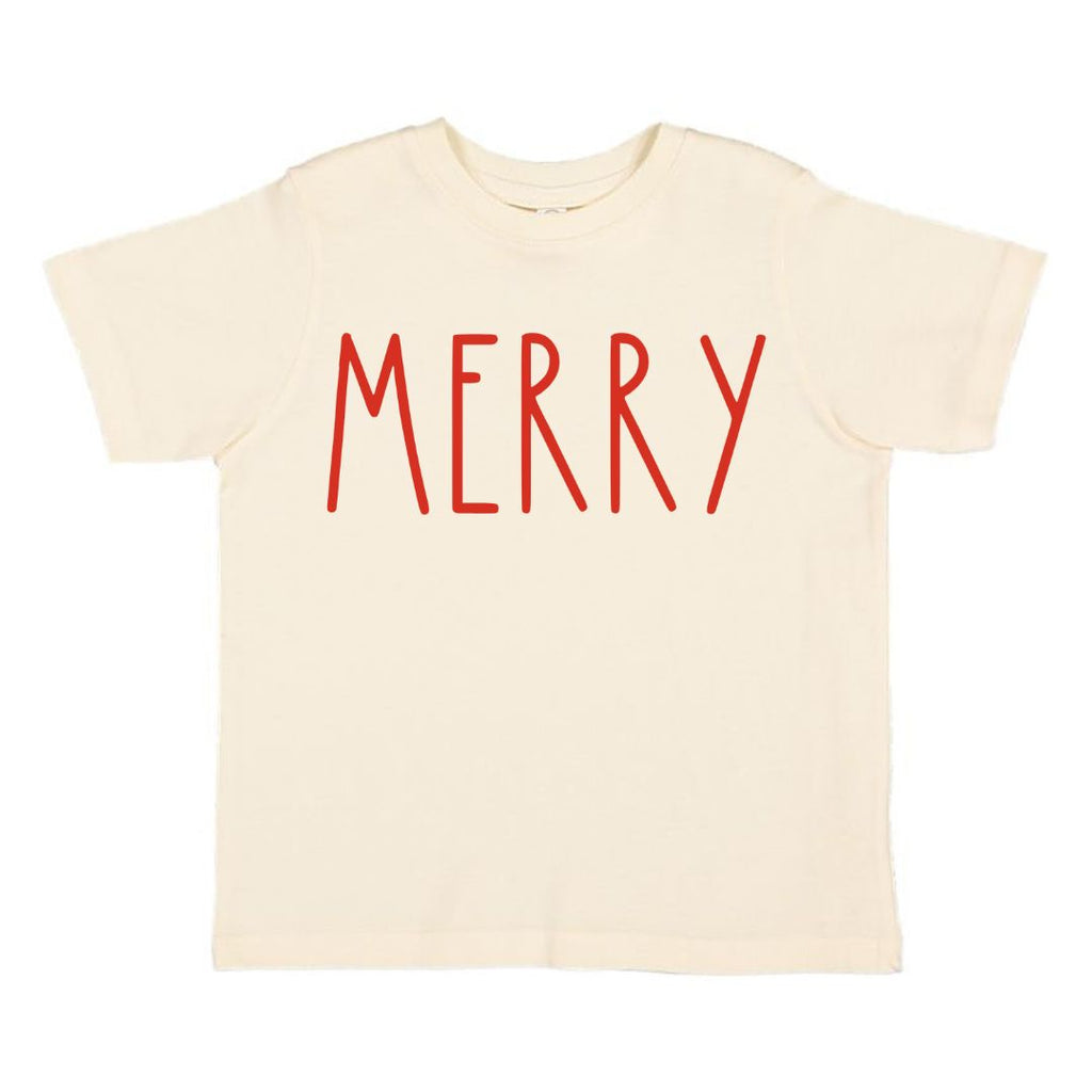 Merry Doodle Christmas Short Sleeve T-shirt Natural - HoneyBug 