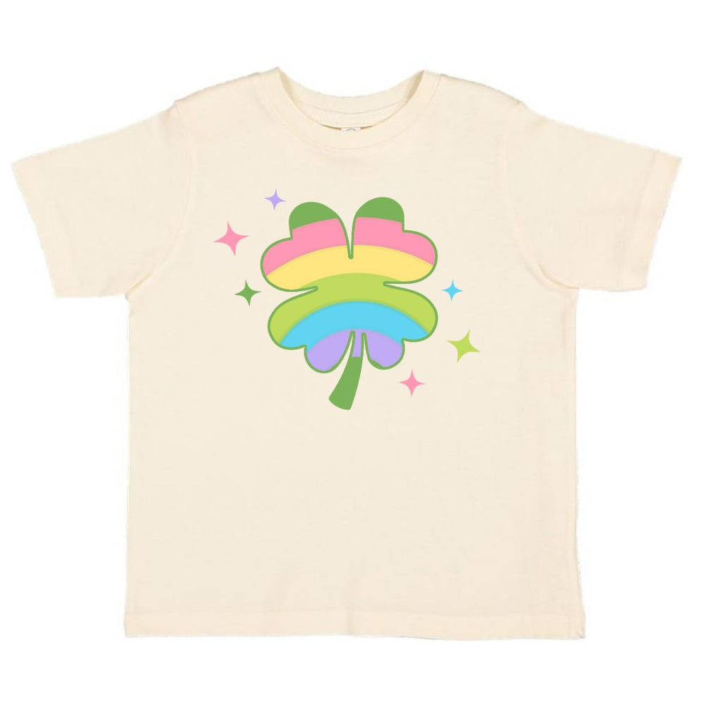 Rainbow Clover St. Patrick's Day Short Sleeve T-Shirt - Natural - HoneyBug 