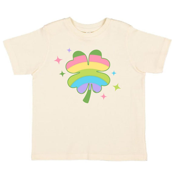 Rainbow Clover St. Patrick's Day Short Sleeve T-Shirt - Natural - HoneyBug 