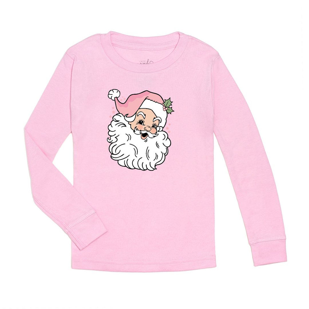 Retro Santa Christmas Long Sleeve Shirt - Pink - HoneyBug 