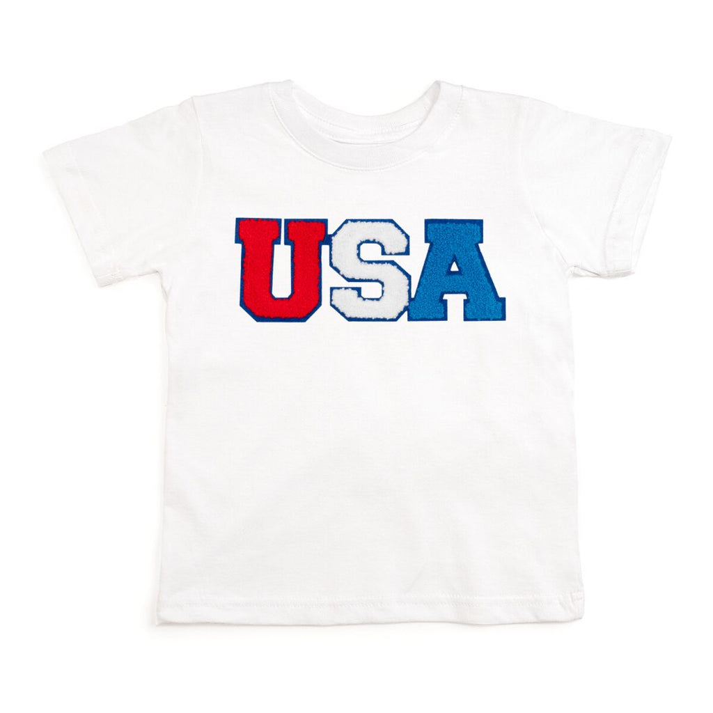 USA Patch Short Sleeve T-Shirt - White - HoneyBug 