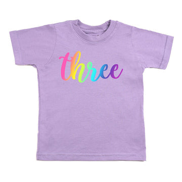 Three Bright Rainbow Short Sleeve T-Shirt - Lavender - HoneyBug 