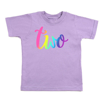 Two Bright Rainbow Short Sleeve T-Shirt - Lavender - HoneyBug 