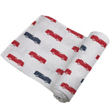 Blue and Red Fire Trucks Swaddle - HoneyBug 