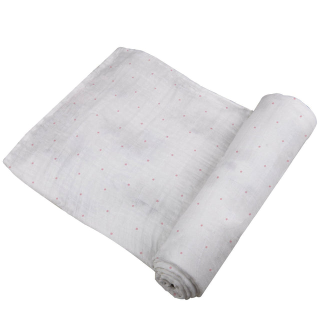 Pink Polka Dot Bamboo Muslin Swaddle - HoneyBug 